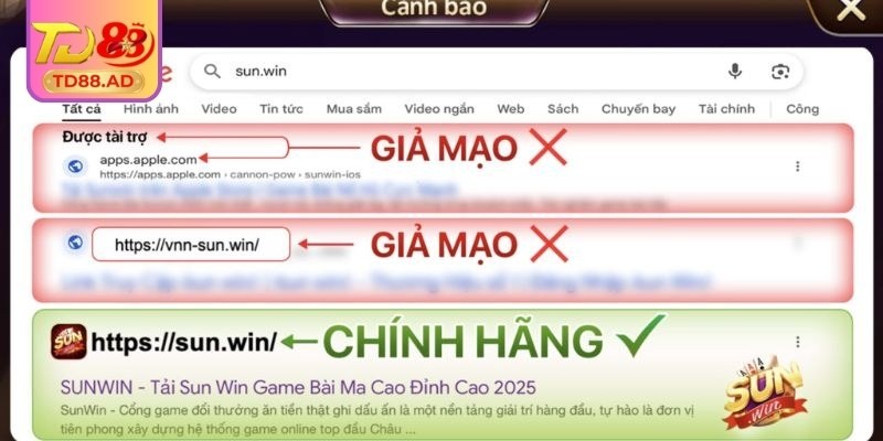 Cổng Sunwin giả đang xuất hiện ngày càng nhiều